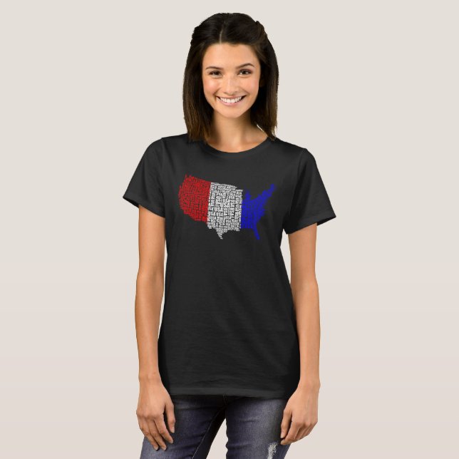 Typographic USA in Red, White and Blue T-Shirt (Front Full)