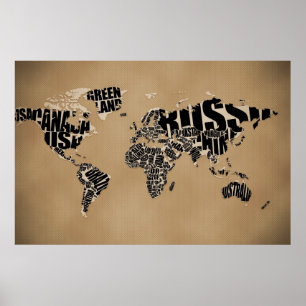 Typographic World Map Poster
