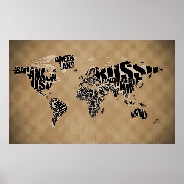 Typographic World Map Poster (Front)