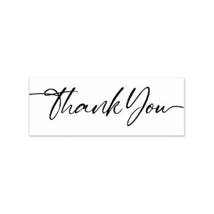 Typographical Calligraphy Thank You Rubber Stamp