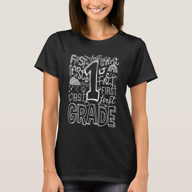 Typography 1st Grade Team Student Teacher T-Shirt (Front)