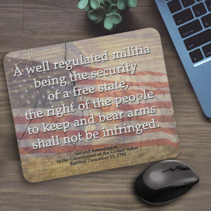 Typography 2nd Amendment and American Flag Mouse Pad