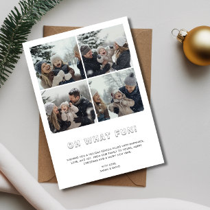 Typography 3D Oh What Fun Christmas Family Baby Holiday Card