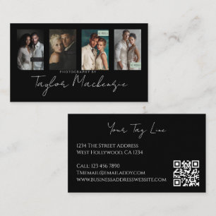Typography 4 Photo Template Personalised QR Code Business Card