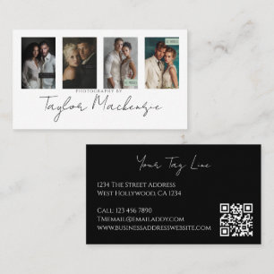 Typography 4 Photo Template Personalised QR Code Business Card