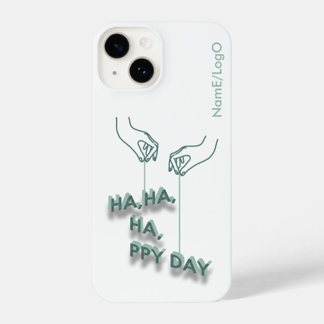 typography_7_ha,ha,ha,ppy day_2 iPhone case (Back)
