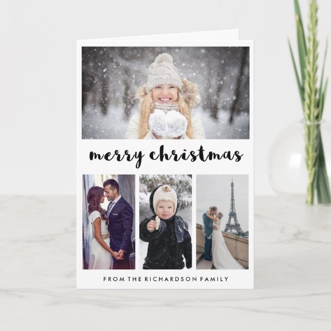 Typography and Photos | Modern Merry Christmas Holiday Card (Front)