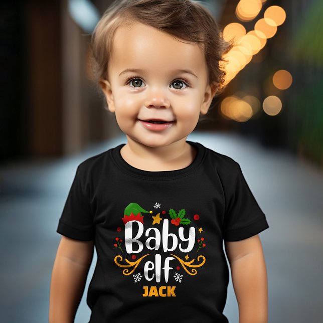 Typography Baby Elf Fun Family Matching T-Shirt (Creator Uploaded)