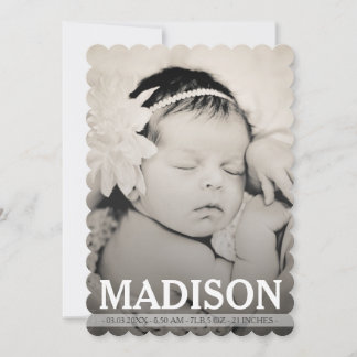 Typography Baby Girl Birth Announcement Photo Card