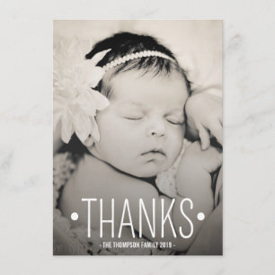 Typography Baby Thank You Photo Flat Card