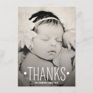 Typography Baby Thank You Photo Flat Card