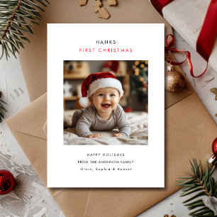 Typography Baby's First Christmas Photo  Holiday Card