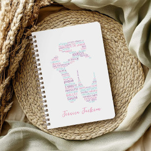Typography Ballet Shoe Pink and Aqua with Name Notebook
