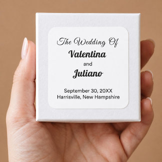 Typography-Based Black and White Square Wedding Sticker