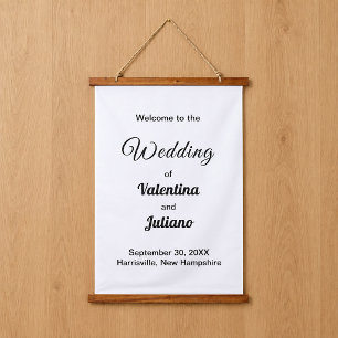 Typography-Based Black and White Wedding Hanging Tapestry