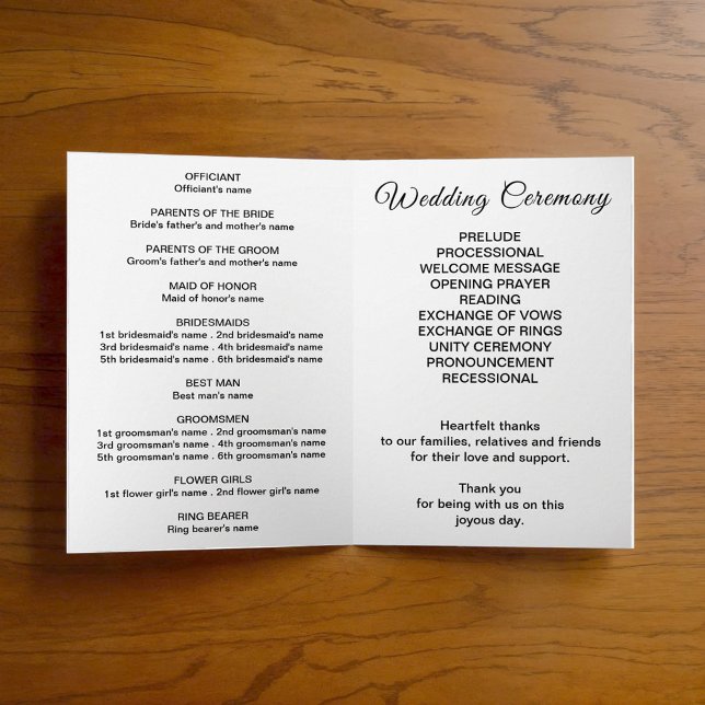 Typography-Based Black and White Wedding Program (Creator Uploaded)