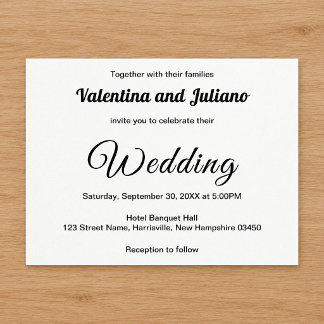 Typography-Based Black & White Wedding Invitation Postcard