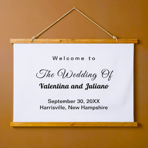 Typography-Based Black & White Wedding Rectangle Hanging Tapestry