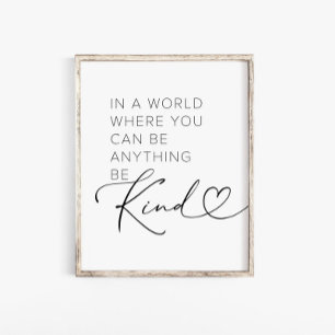 Typography Be Kind Quote Wall Art