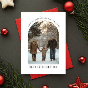 Typography Better Together Married Christmas Photo Holiday Card