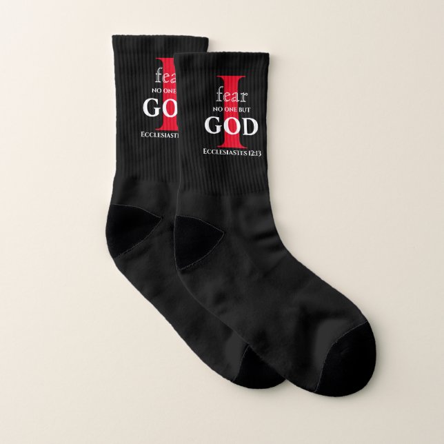 Typography Bible Verse ● I Fear No One But God ●   Socks (Pair)