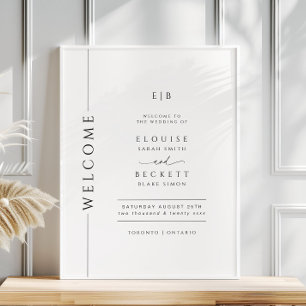 Typography Black and White Wedding Welcome Poster