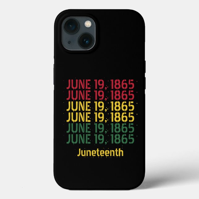 Typography Black History June 19 1865 Juneteenth Case-Mate iPhone Case (Back)