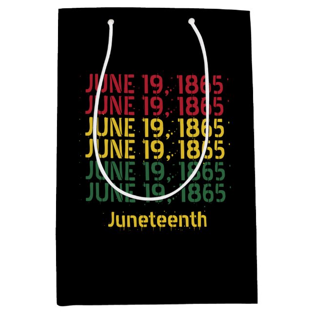 Typography Black History June 19 1865 Juneteenth Medium Gift Bag (Front)