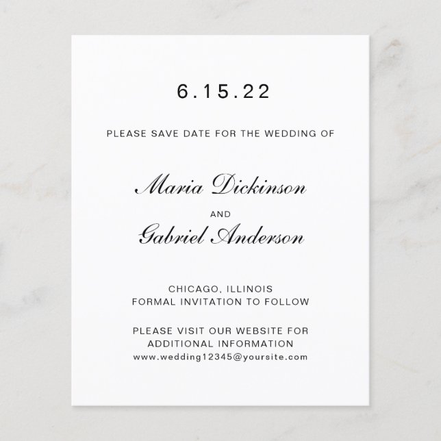Typography black white Simple Elegant Wedding (Front)