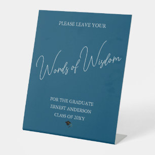 Typography Blue Graduate Graduation Tabletop Sign