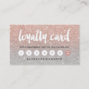 Typography blush rose gold silver loyalty card