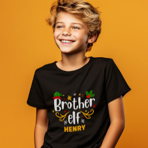 Typography Brother Elf Fun Family Matching T-Shirt
