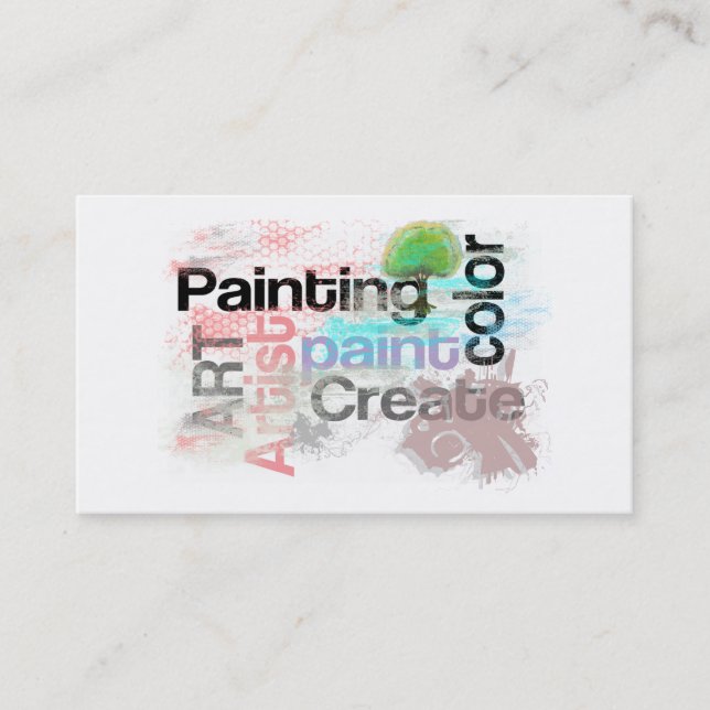 Typography Business Card Artist Painting Art (Front)