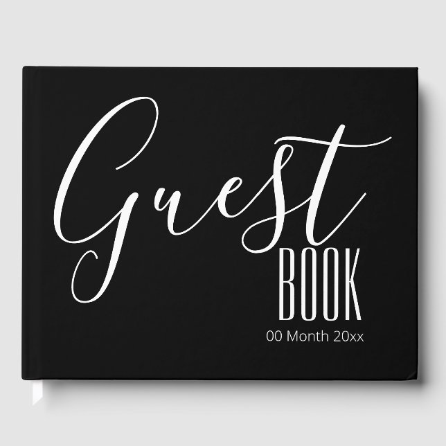Typography business launch guest register CUSTOM Guest Book (Front)