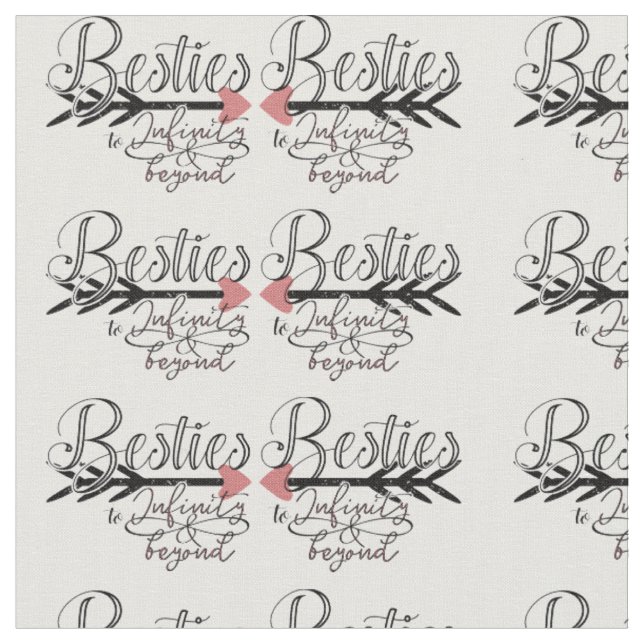 typography calligraphic pattern Best friends BFF Fabric (Close Up)