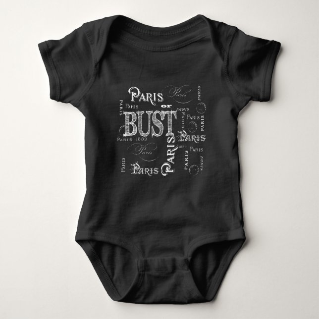 Typography Calligraphy Paris France Eiffel Tower Baby Bodysuit (Front)