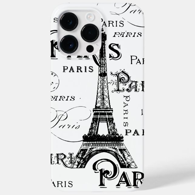 Typography Calligraphy Paris France Eiffel Tower Case-Mate iPhone Case (Back)
