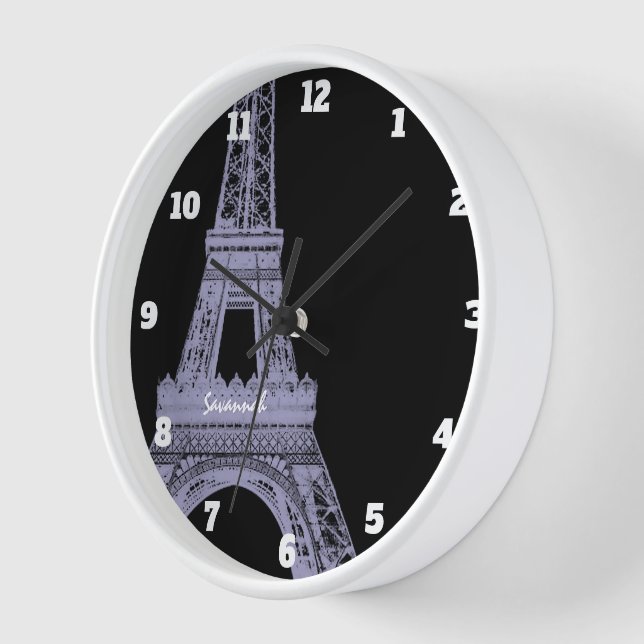 Typography Calligraphy Paris France Eiffel Tower Clock (Angle)