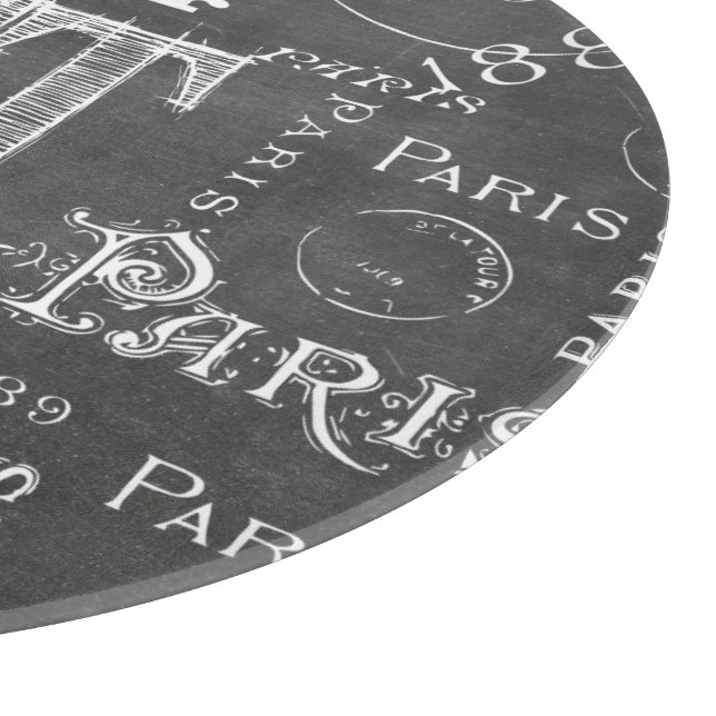 Typography Calligraphy Paris France Eiffel Tower Cutting Board (Corner)