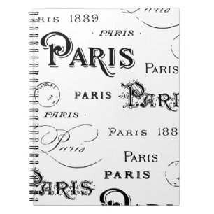 Typography Calligraphy Paris France Eiffel Tower Notebook