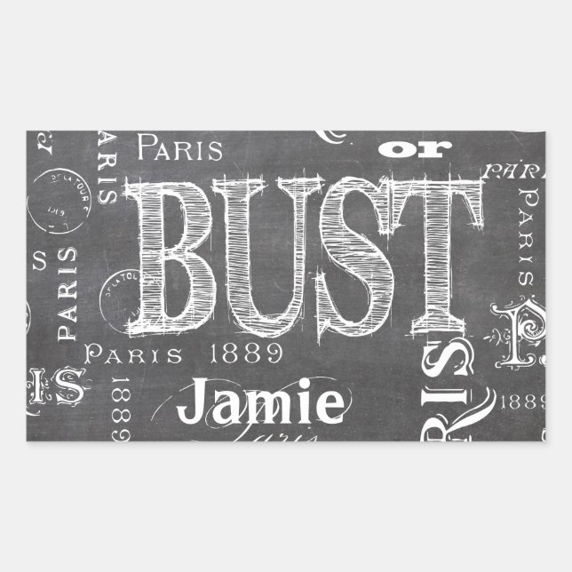 Typography Calligraphy Paris France Eiffel Tower Rectangular Sticker (Front)