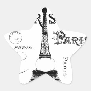 Typography Calligraphy Paris France Eiffel Tower Star Sticker