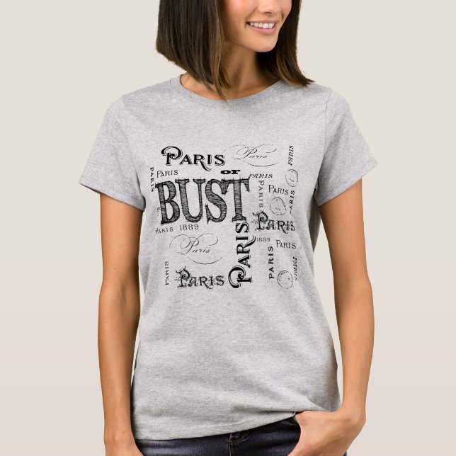 Typography Calligraphy Paris France Eiffel Tower T-Shirt (Front)