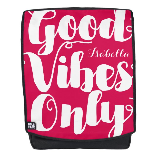 Typography Calligraphy Pink Good Vibes Only Backpack (Front)