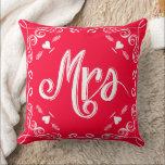 Typography Chalkboard Mrs Brides Pink or Any Colou Cushion<br><div class="desc">Chalkboard Vintage Modern Mr. and Mrs. Chalkboard Wedding Pillows.You can Personalise this Beautiful Elegant Vintage Elements Coral, Blue, Grey and White Vintage Bird Pillow to say anything you like or use the existing Mrs.for the Bride/ Wife or buy two one Mrs. and one Mr. for the Newlyweds. Looking for 2nd...</div>