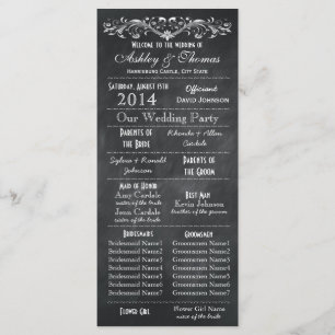 Typography Chalkboard Wedding Programs 2 Maids Hon