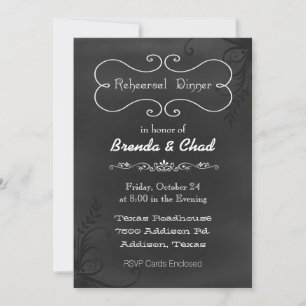 Typography Chalkboard Wedding Rehearsal Dinner Invitation