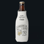 Typography Cheers And Beers Any Age Birthday Bottle Cooler<br><div class="desc">Stylish cheers and beers to 50 years typography design in black,  yellow and beige,  Custom it with your own text,  fun and unique,  great for any age birthday gift idea for men,  or anniversary party favours for any occasion.</div>