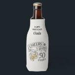 Typography Cheers And Beers Any Age Birthday Bottle Cooler<br><div class="desc">Stylish cheers and beers to 50 years typography design in black,  yellow and beige,  Custom it with your own text,  fun and unique,  great for any age birthday gift idea for men,  or anniversary party favours for any occasion.</div>