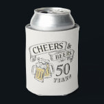 Typography Cheers And Beers Any Age Birthday Can Cooler<br><div class="desc">Stylish cheers and beers to 50 years typography design in black,  yellow and beige,  Custom it with your own text,  fun and unique,  great for any age birthday gift idea for men,  or anniversary party favours for any occasion.</div>